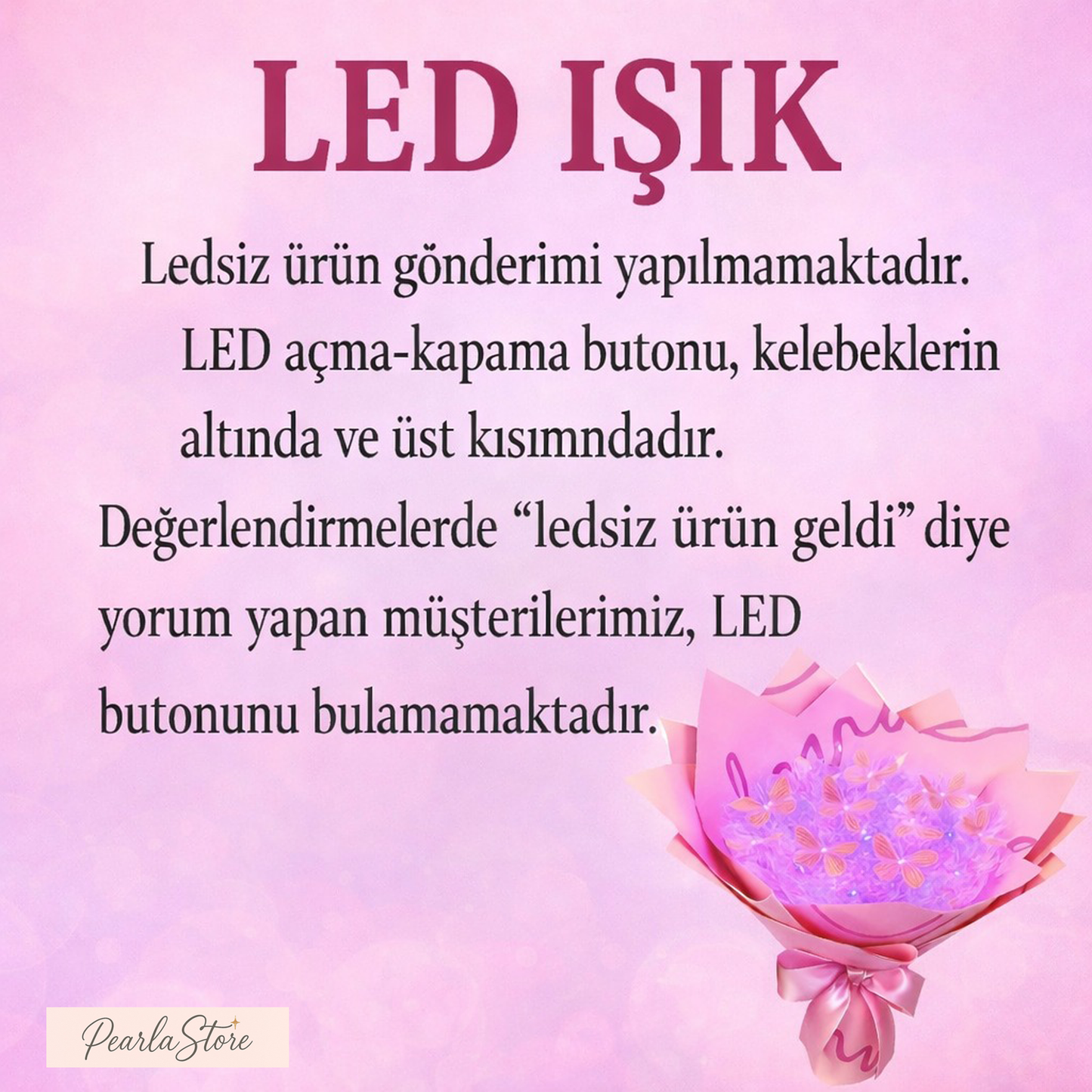 Led Işıklı Pembe Kelebek Buketi