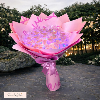 Led Işıklı Pembe Kelebek Buketi