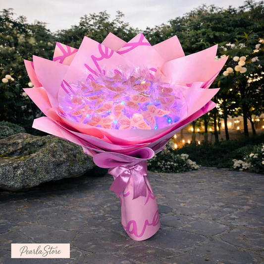 Led Işıklı Pembe Kelebek Buketi
