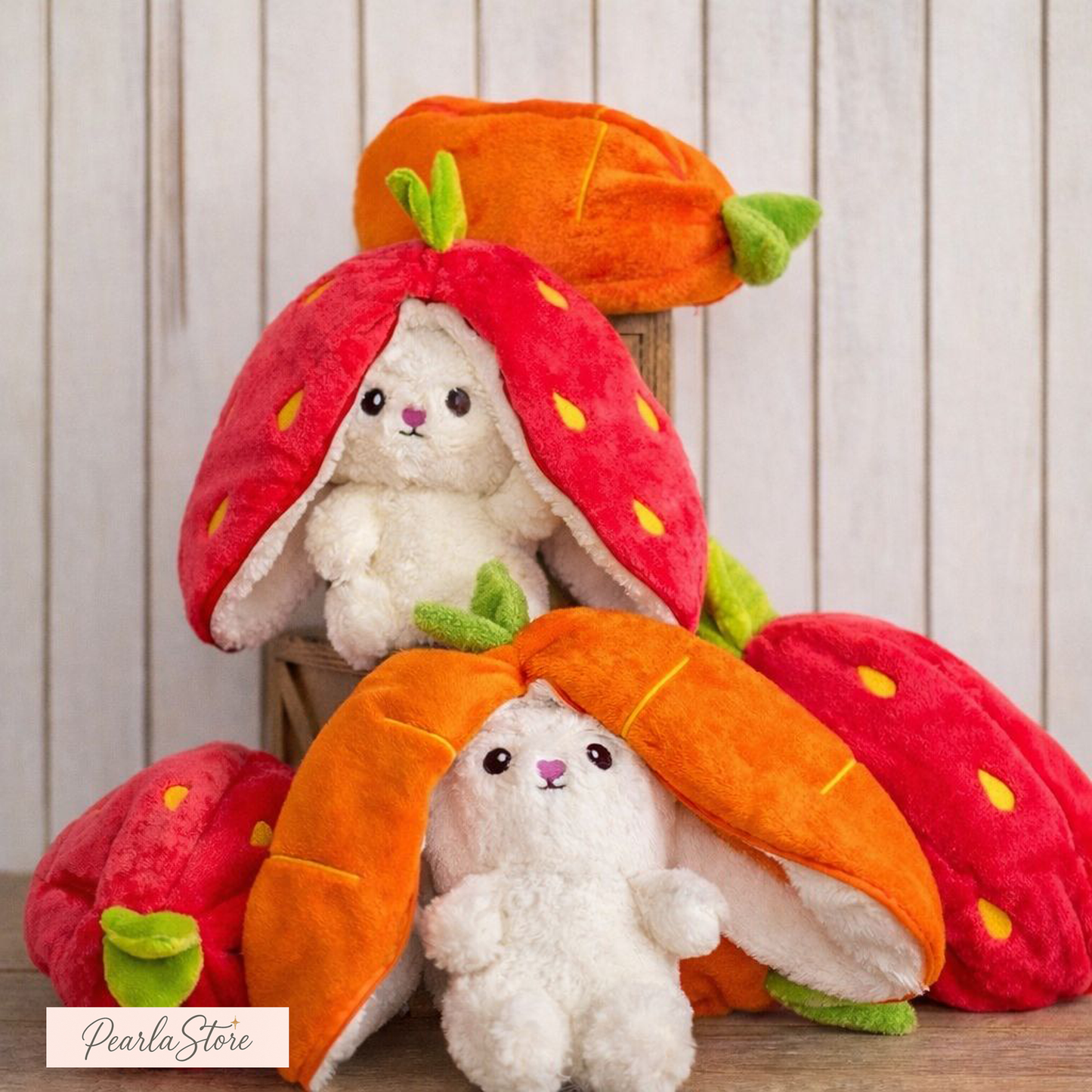 Sevgiliye Özel Çilek Tavşan – Fermuarlı Tasarım