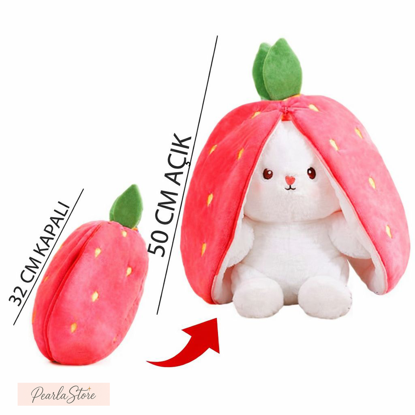 Sevgiliye Özel Çilek Tavşan – Fermuarlı Tasarım