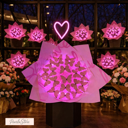 Led Işıklı Pembe Kelebek Buketi